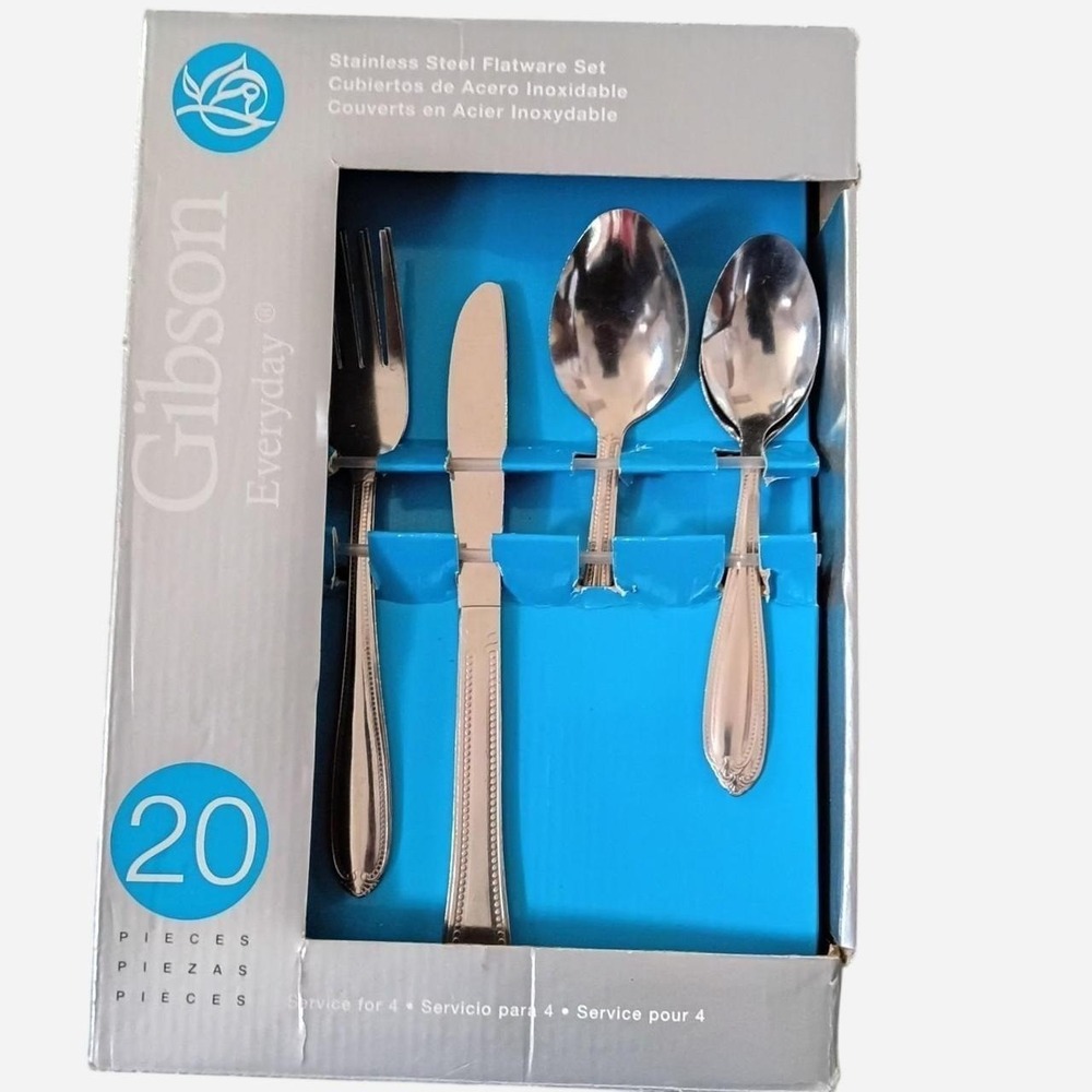 Gibson Everyday 20 Piece Stainless Steel Flatware Set New In Box